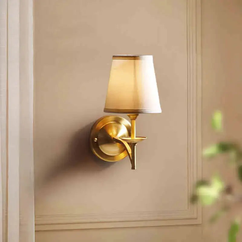 Gold Cream Fabric Soft-Glow Sconce