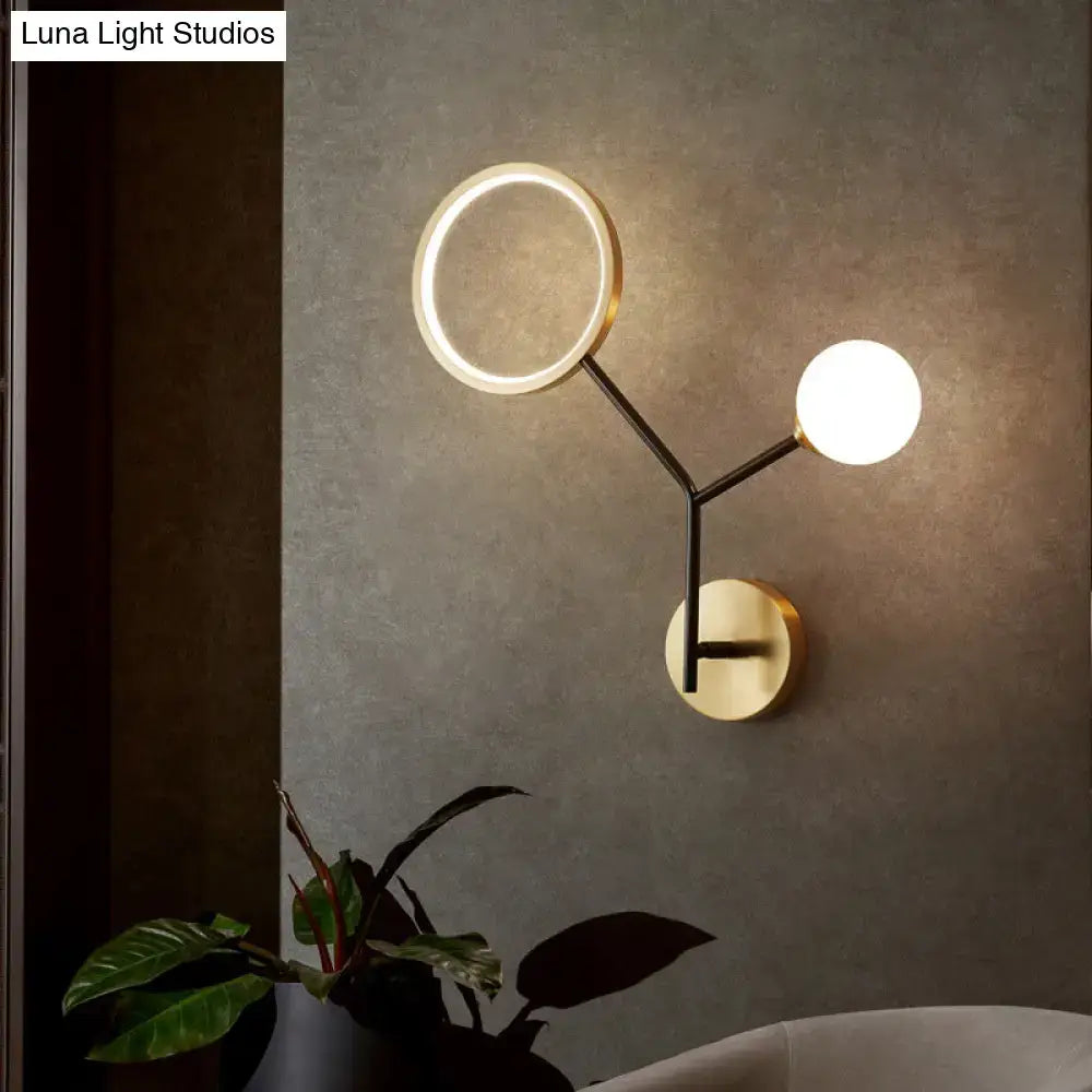 Gold Cream Glass Compact Wall Sconce