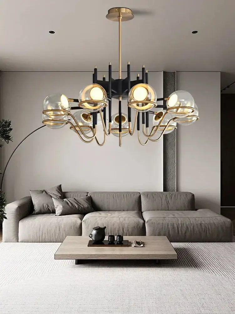 Gold Glass Ceiling Chandelier 80cm for Living Rooms