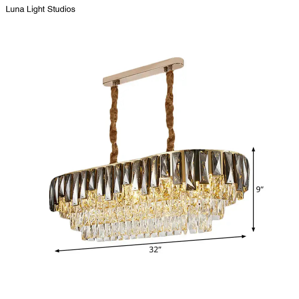 Gray Crystal Island Chandelier