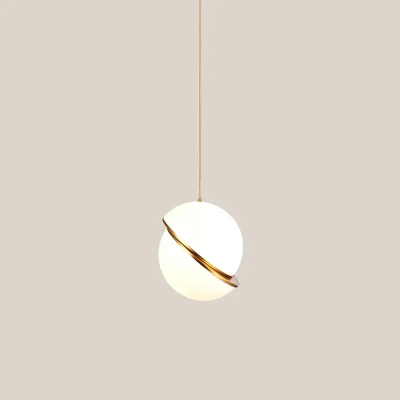 Gold White Ball Pendant Light