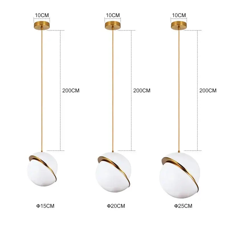 Gold White Ball Pendant Light