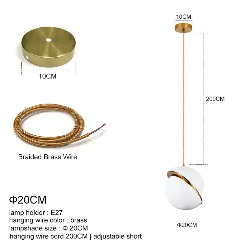 Gold White Ball Pendant Light