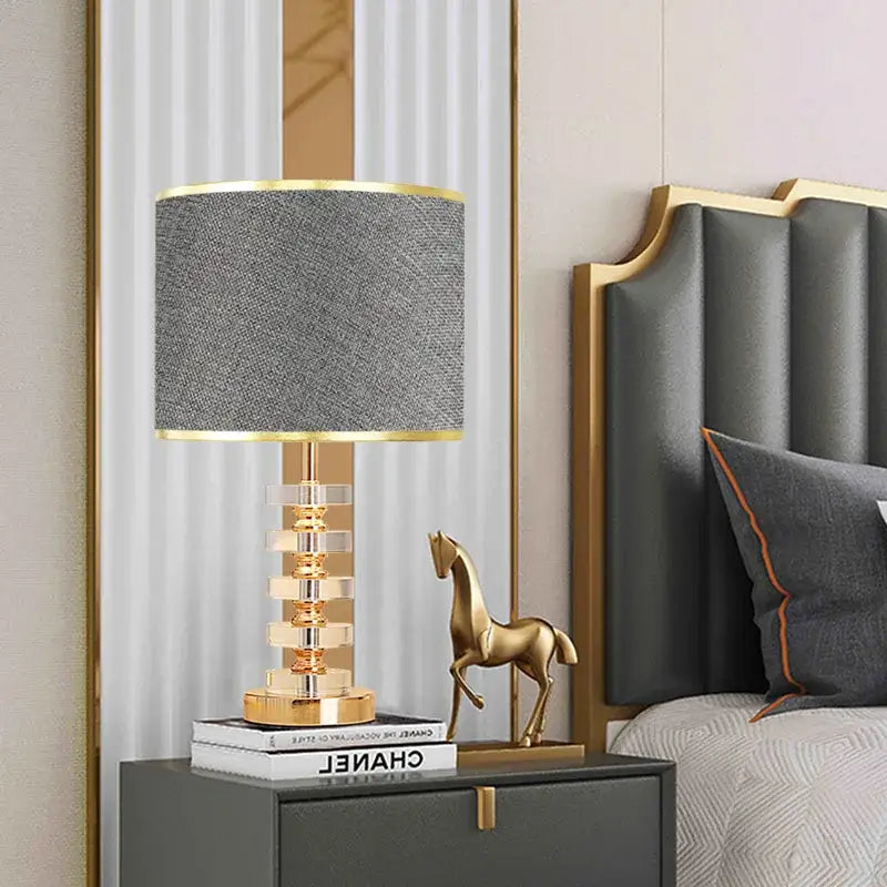 Gold White Crystal Table Lamp