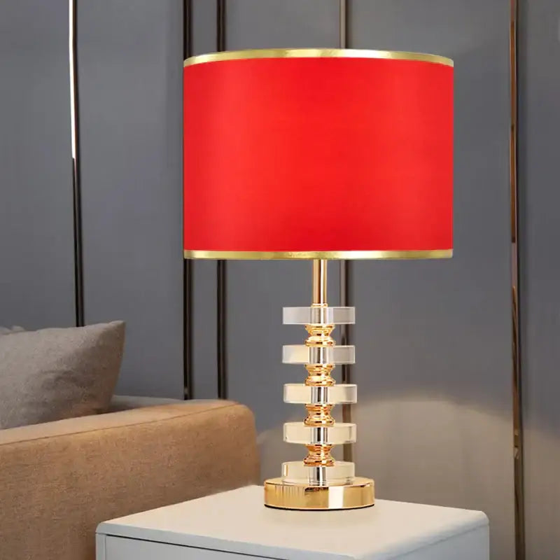 Gold White Crystal Table Lamp