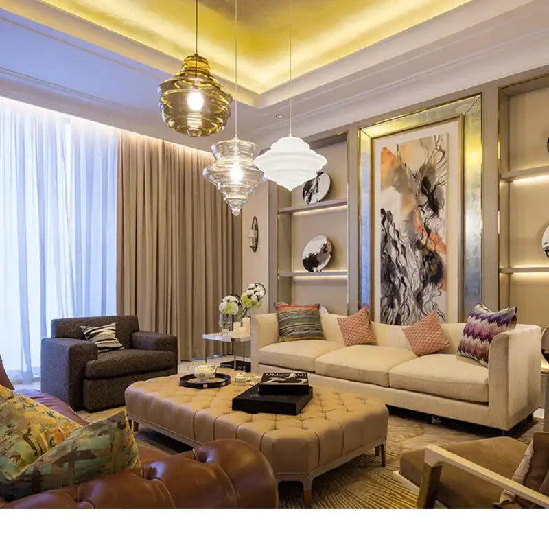 Gold White Glass Chandelier