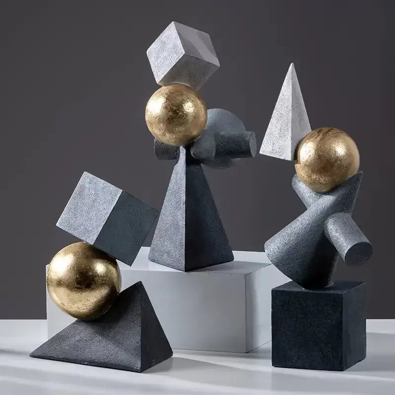 Gold Ball Triangular Statues