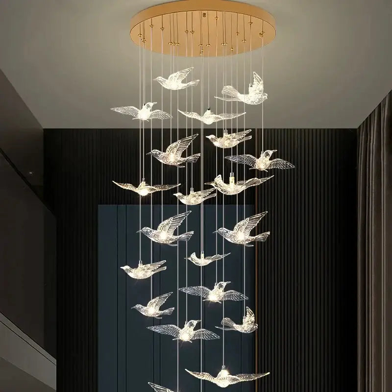 Gold Bird LED Chandelier