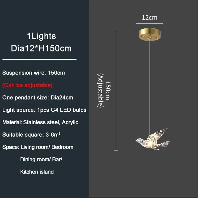 Gold Bird LED Chandelier