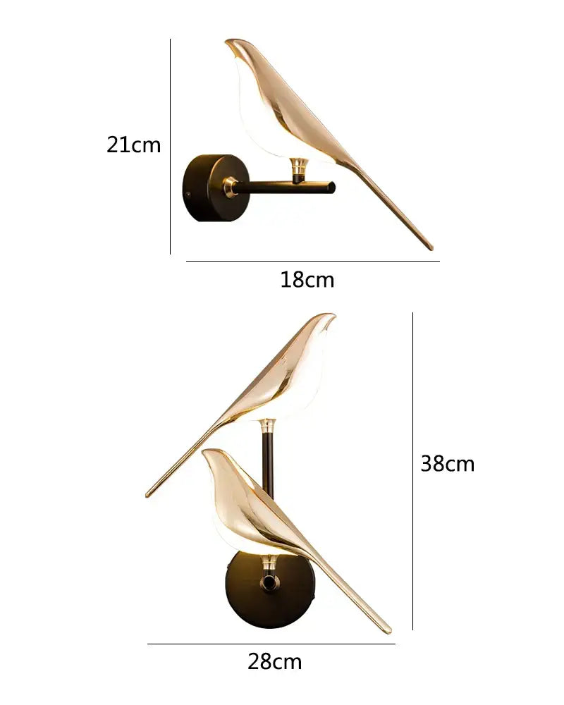 Gold Bird Wall Lamp