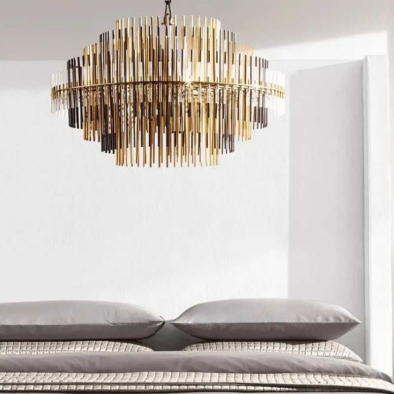 Brass Glass Ceiling Chandelier Copper Dia100cm