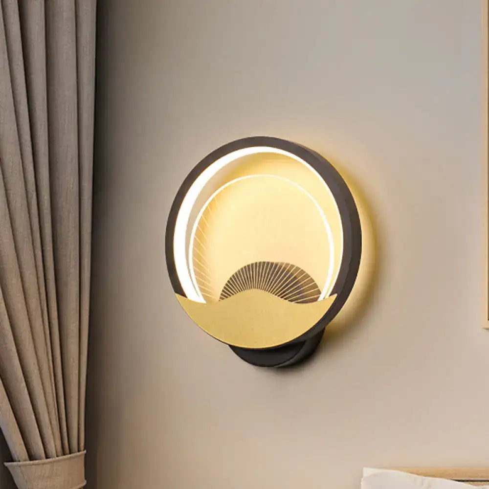 Gold Black Circular Acrylic Sconce