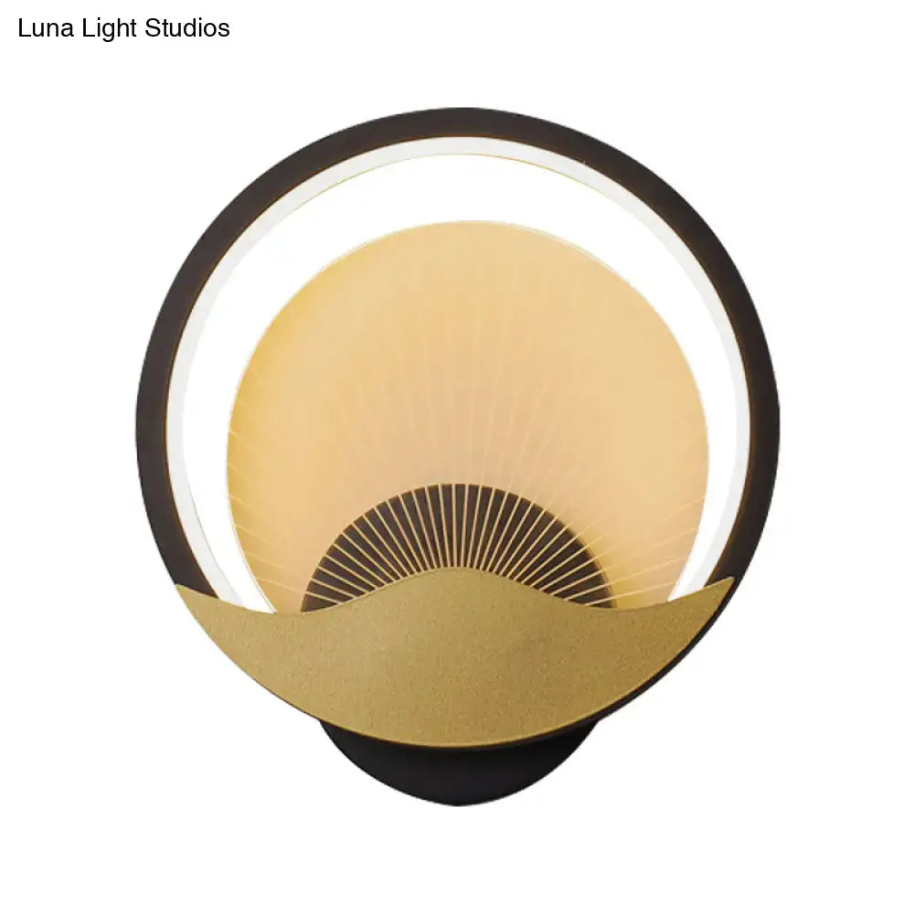 Gold Black Circular Acrylic Sconce