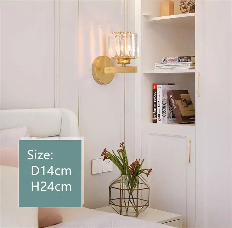 Gold Black Crystal Dining Room Wall Lamp