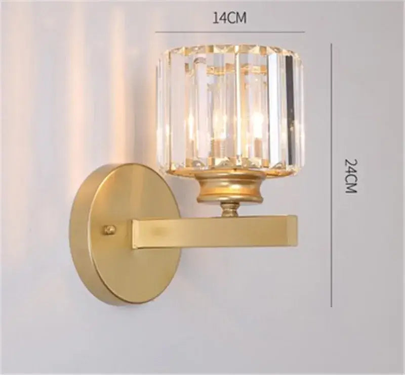 Gold Black Crystal Dining Room Wall Lamp