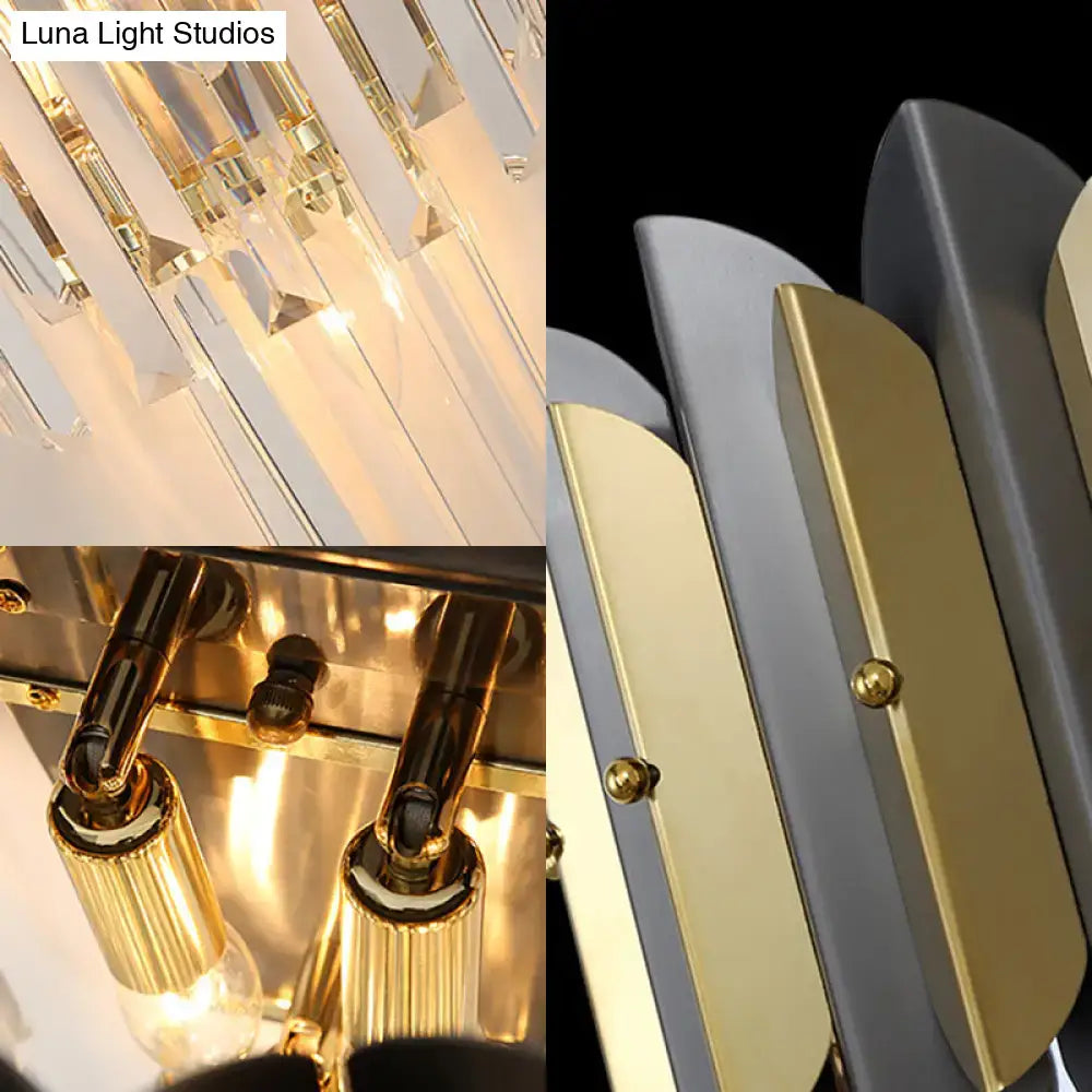 Gold Black Tiered Sconce Metal Multi-Voltage