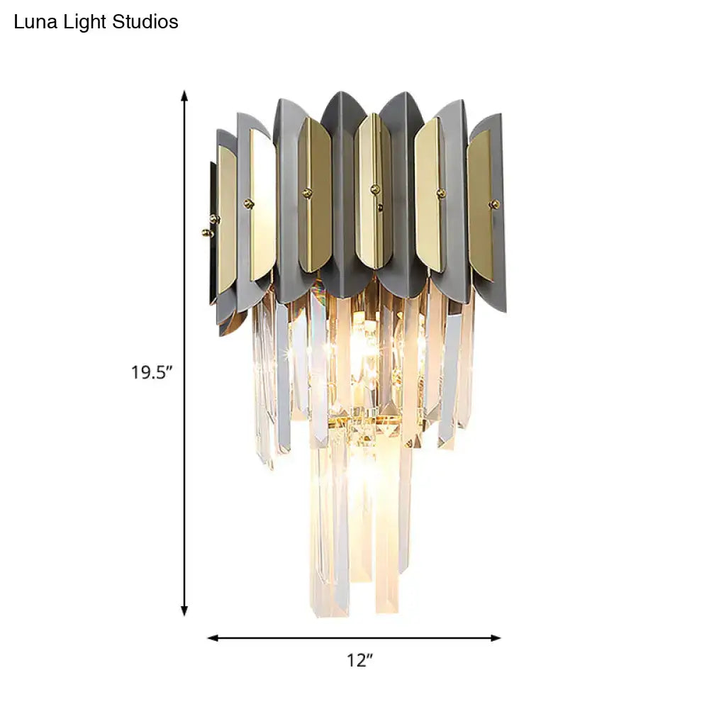 Gold Black Tiered Sconce Metal Multi-Voltage