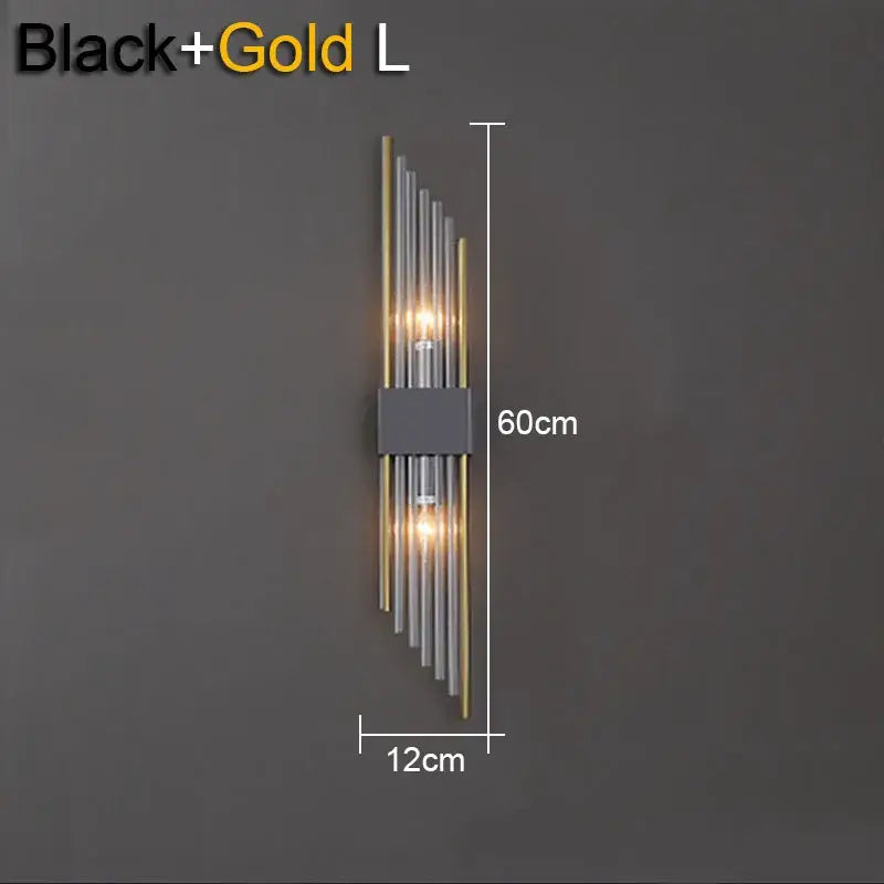 Gold Black Crystal Wall Lamp
