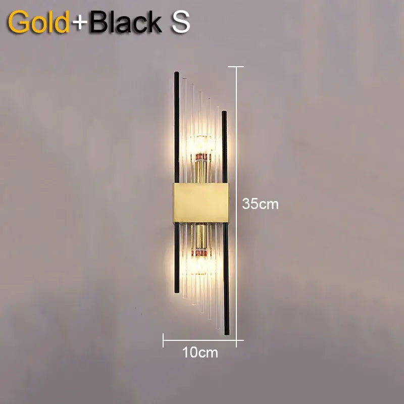 Gold Black Crystal Wall Lamp
