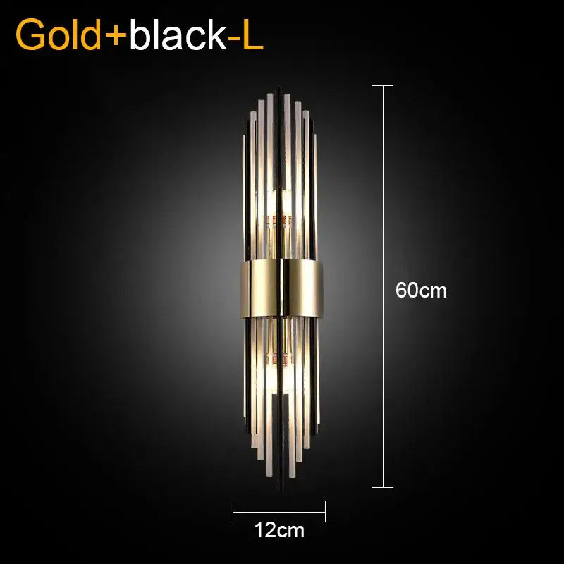 Gold Black Crystal Wall Lamp