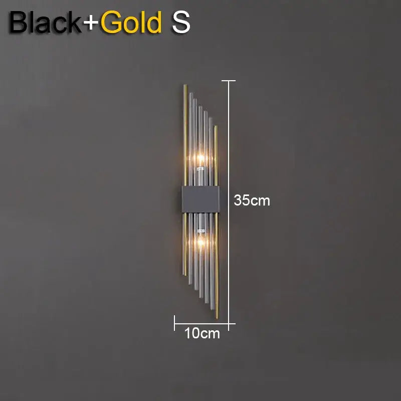 Gold Black Crystal Wall Lamp