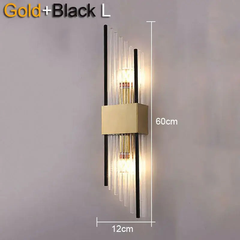 Gold Black Crystal Wall Lamp
