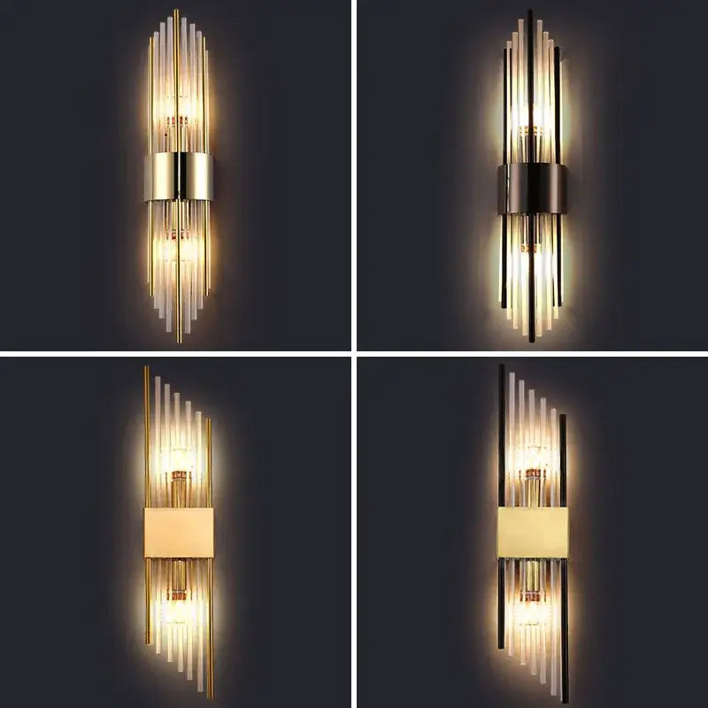 Gold Black Crystal Wall Lamp