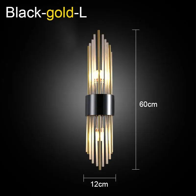 Gold Black Crystal Wall Lamp