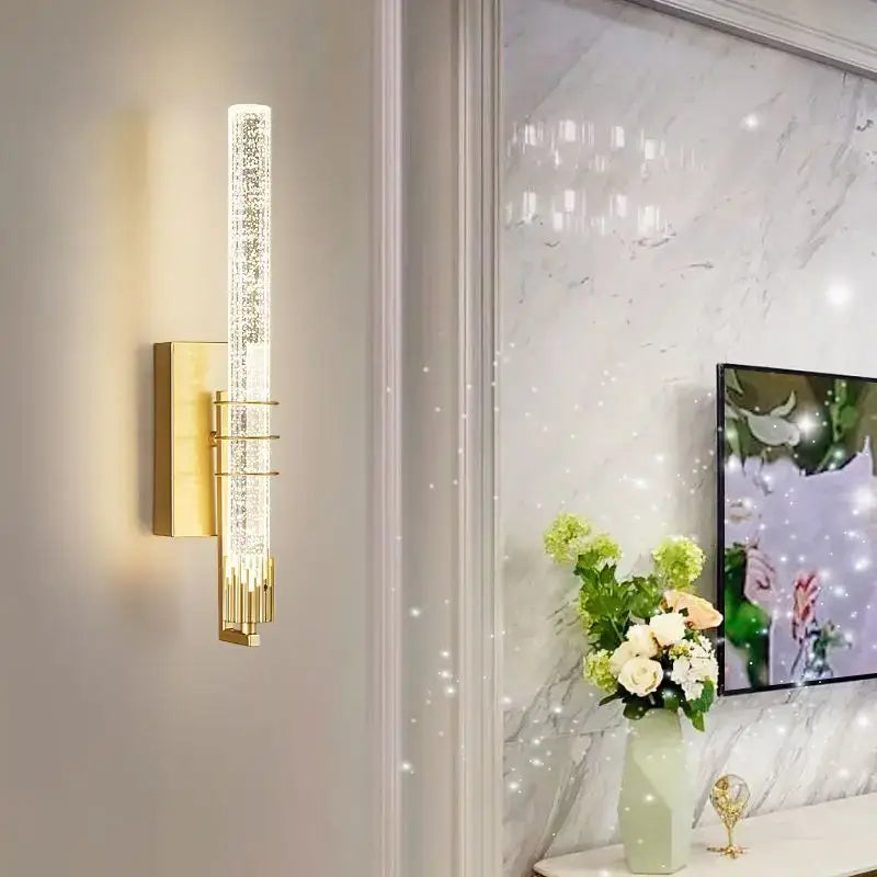 Gold Crystal Wall Sconce Black and Gold Finish