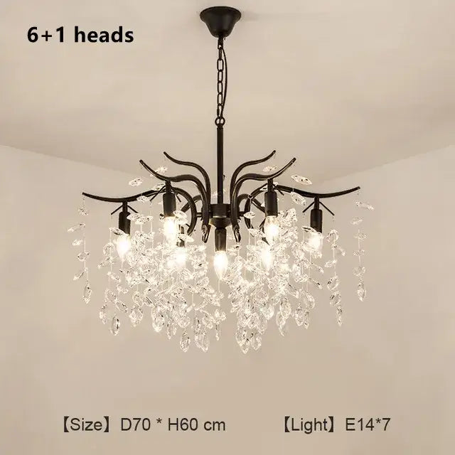 Gold Crystal LED Chandelier Trichromatic Dimming
