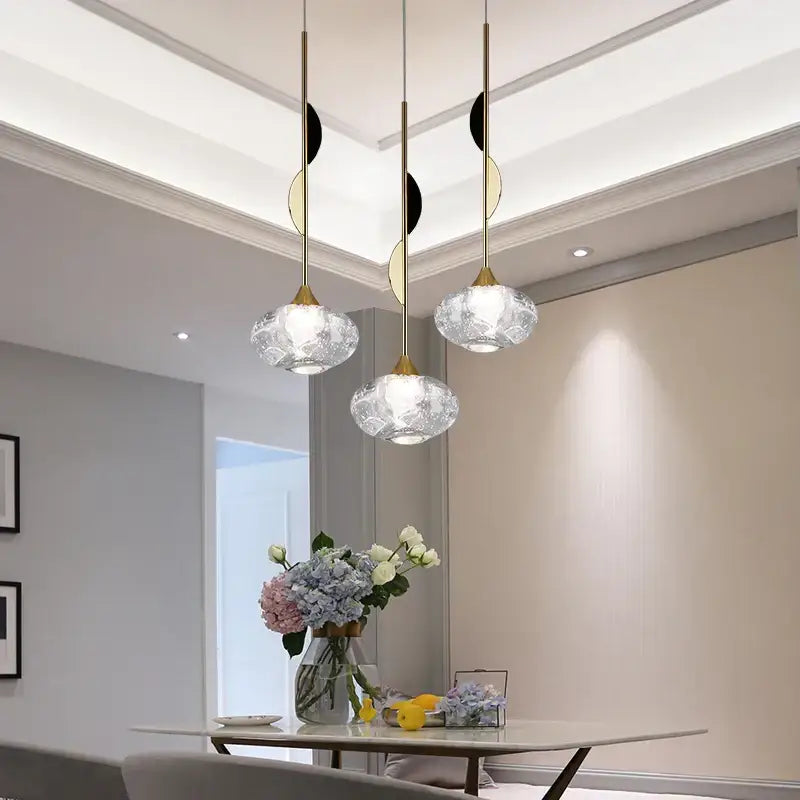 Gold Crystal Dining Pendant 11cm Crystal Shade