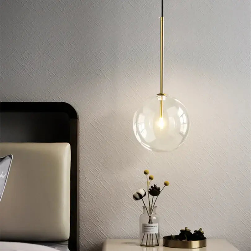 Gold Bubble Glass Pendant with 150cm Wire