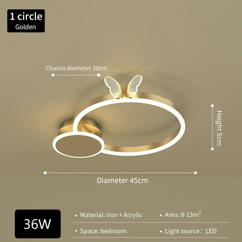 Gold Butterflies Ceiling Light