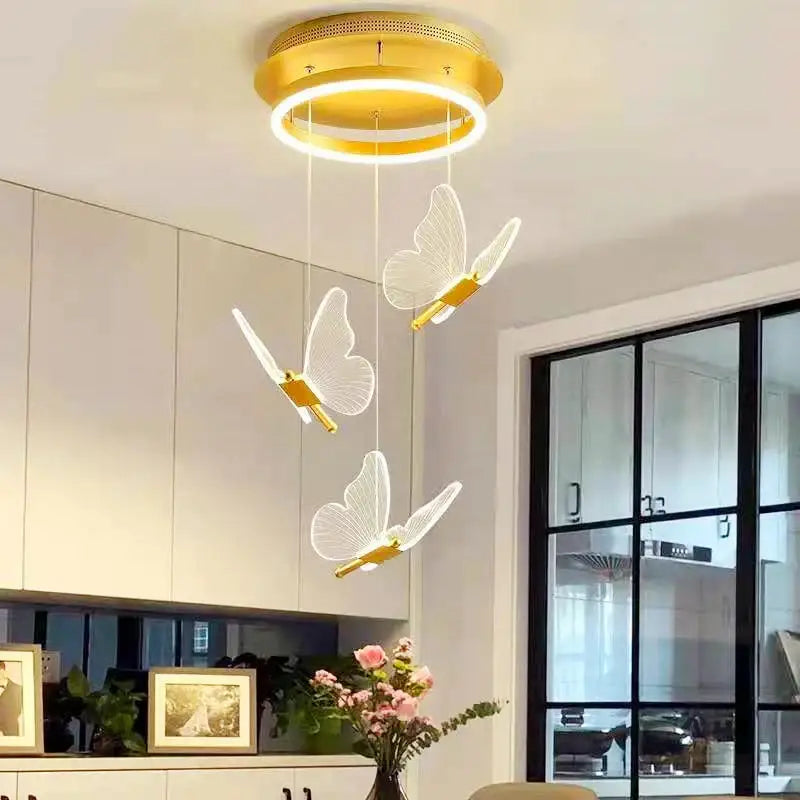 Gold Acrylic LED Chandelier Dimmable for Bedroom