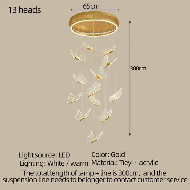 Gold Acrylic LED Chandelier Dimmable for Bedroom