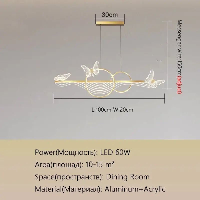 Gold Butterfly Pendant Light