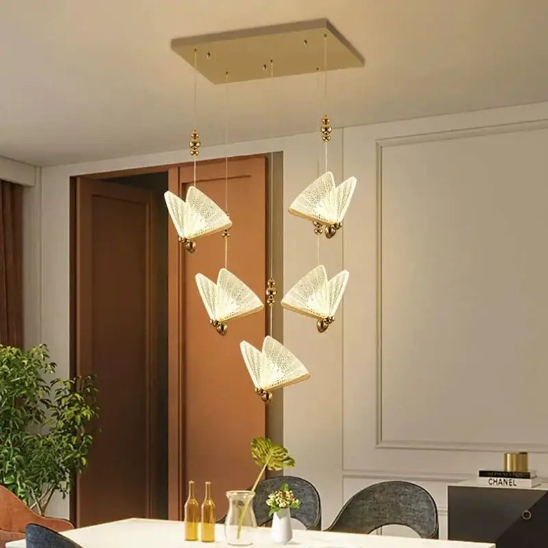 Gold Butterfly LED Chandelier with 12 Lamps