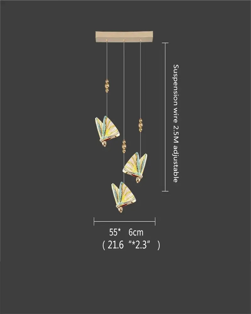 Gold Butterfly LED Chandelier with 12 Lamps