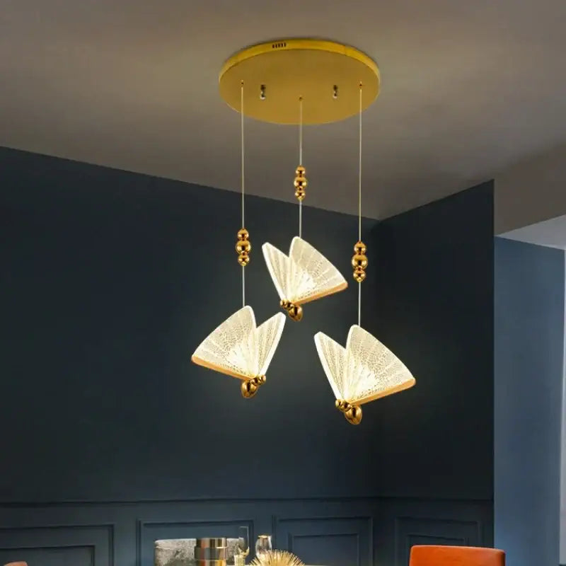 Gold Butterfly LED Chandelier with 12 Lamps