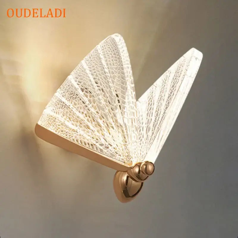 Gold Butterfly Wall Lamp with Lace Design 22cm