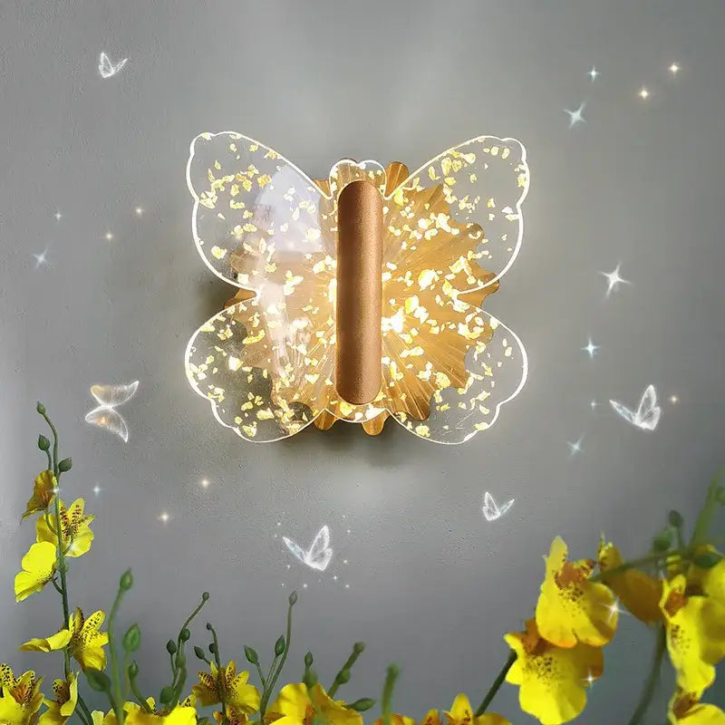 Gold LED Butterfly Sconce
