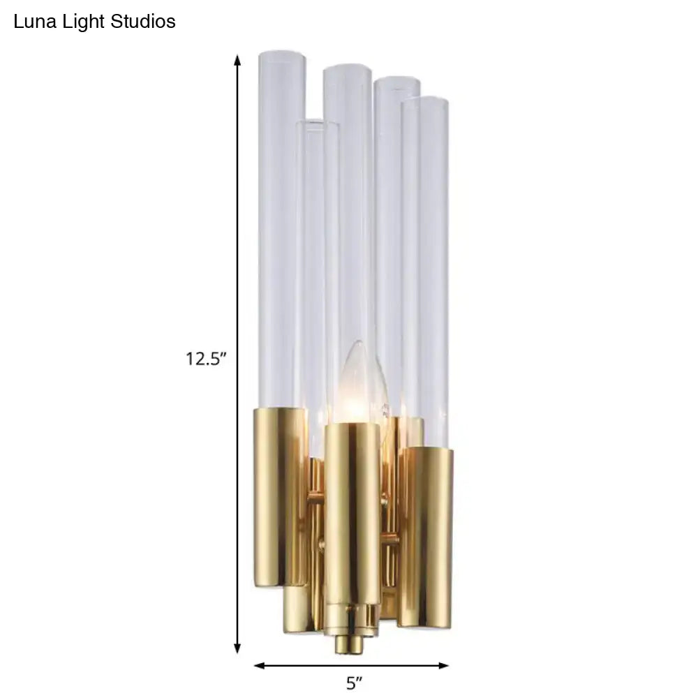 Gold Crystal Candelabra Sconce Flute Shade