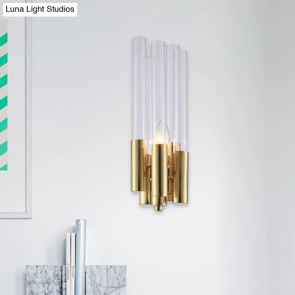 Gold Crystal Candelabra Sconce Flute Shade