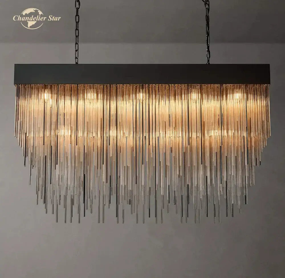 Gold Rectangular LED Chandelier Flush Mount