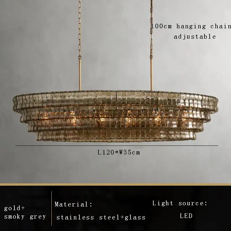 Gold Crystal Dining Chandelier 4-Layer Design