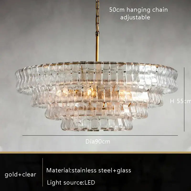 Gold Crystal Dining Chandelier 4-Layer Design
