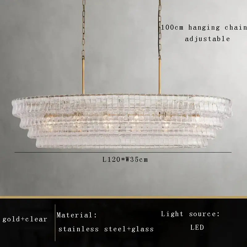 Gold Crystal Dining Chandelier 4-Layer Design