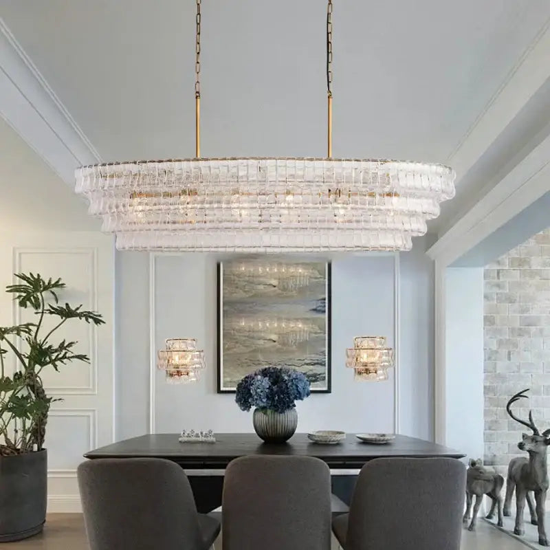 Gold Crystal Dining Chandelier 4-Layer Design