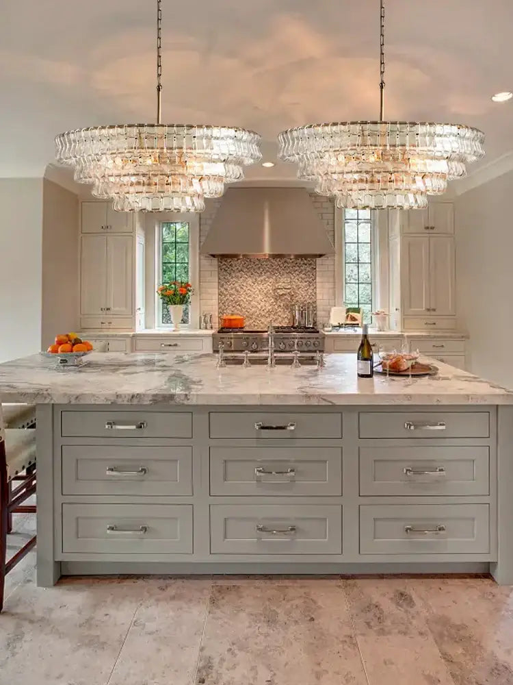 Gold Crystal Dining Chandelier 4-Layer Design