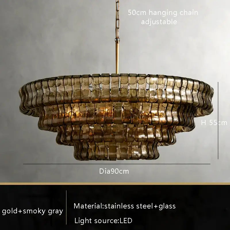 Gold Crystal Dining Chandelier 4-Layer Design